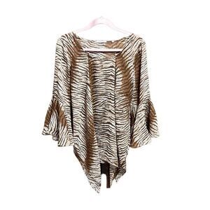 Larsen Gray Women’s Brown Animal Print Bell Sleeve Tunic Size Medium